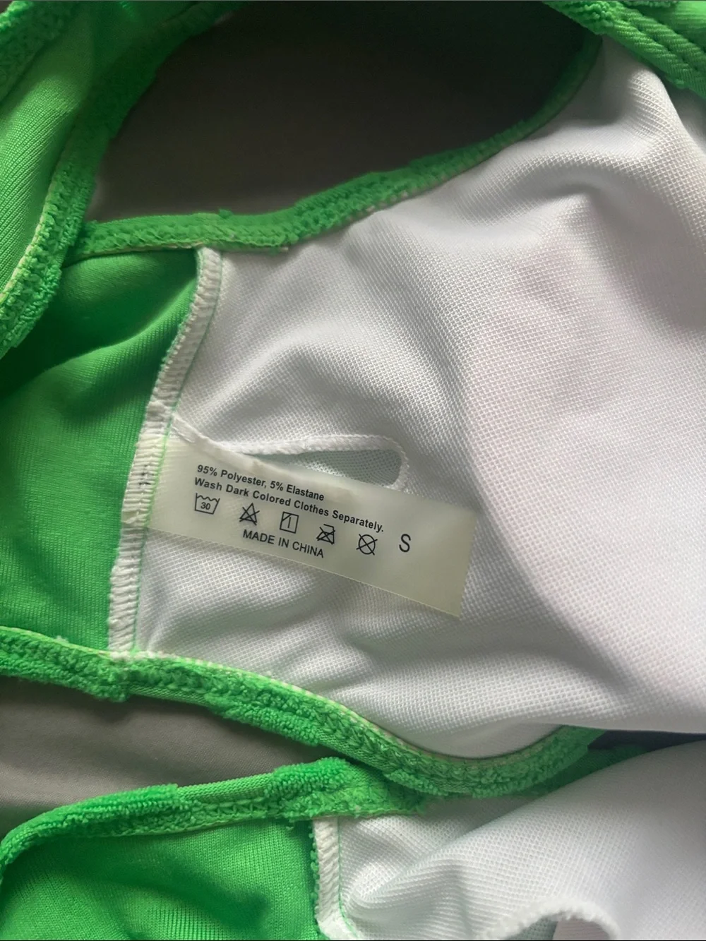preppy bright green bikini top with flowers one strap *